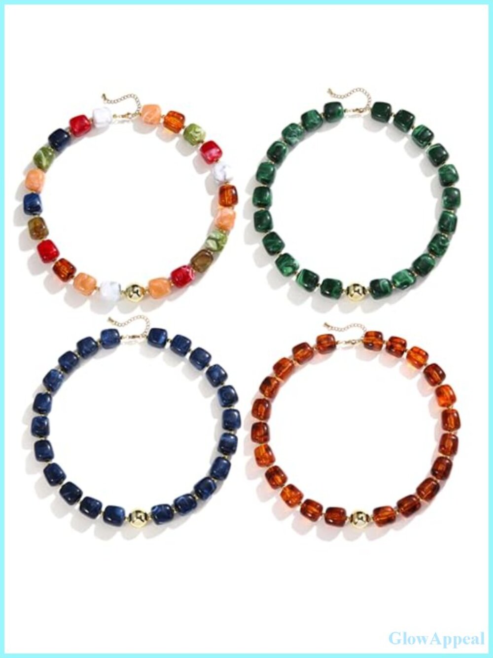 Chunky Acrylic Beaded Necklace Set Adjustable Beach Choker